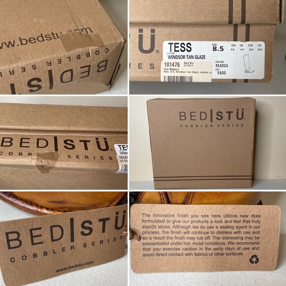 BED STU Tess Distressed Tan Leather Tall Riding Boots BedStu Size 8.5 - Picture 16 of 16